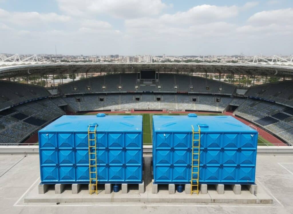 angki air panel fiberglass FRP sectional tank kapasitas besar untuk industri dan proyek gedung