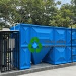 Unit tangki biru pengolahan limbah cair dengan sistem aerasi pada IPAL dapur MBG produksi Toya Arta Sejahtera untuk mendukung sanitasi program Makan Bergizi Gratis.