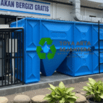 Instalasi IPAL Dapur MBG Toya Arta Sejahtera berwarna biru untuk pengolahan limbah dapur makan bergizi gratis.
