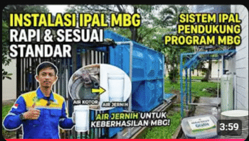 Instalasi sistem IPAL MBG yang rapi dan sesuai standar untuk pengolahan air limbah dapur modern.