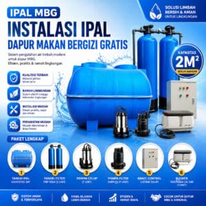 IPAL MBG 2m3 per hari paket lengkap pengolahan limbah dapur makan bergizi gratis dengan filter FRP blower Yasunaga dan pompa