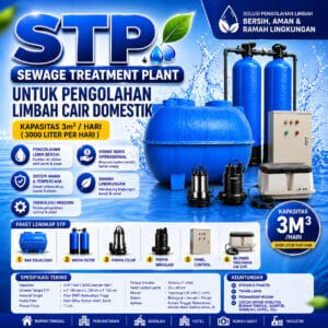 STP fiberglass kapasitas 3m3 per hari untuk pengolahan air limbah domestik