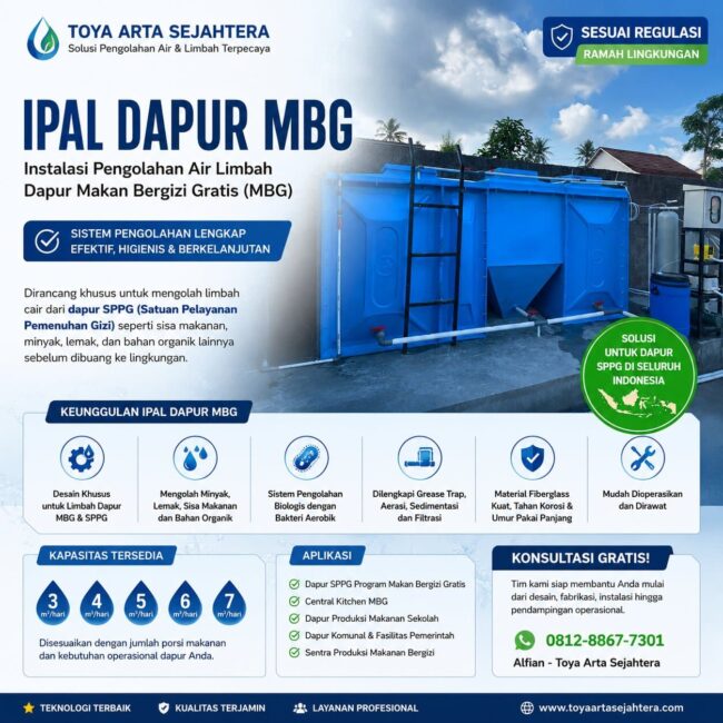 Proses pengolahan limbah dapur MBG menggunakan sistem biologis bakteri aerobik