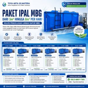 Paket IPAL MBG kapasitas 3 m3 hingga 8 m3 per hari untuk dapur SPPG