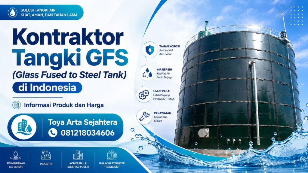 Tangki GFS Glass Fused to Steel Tank untuk penyimpanan air dan kebutuhan industri di Indonesia