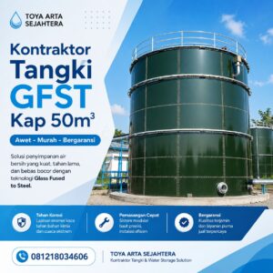 Tangki GFST 50 m3 untuk reservoir air dan industri oleh Toya Arta Sejahtera