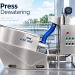 Screw press sludge dewatering untuk mengurangi kadar air lumpur pada sistem IPAL industri dan domestik