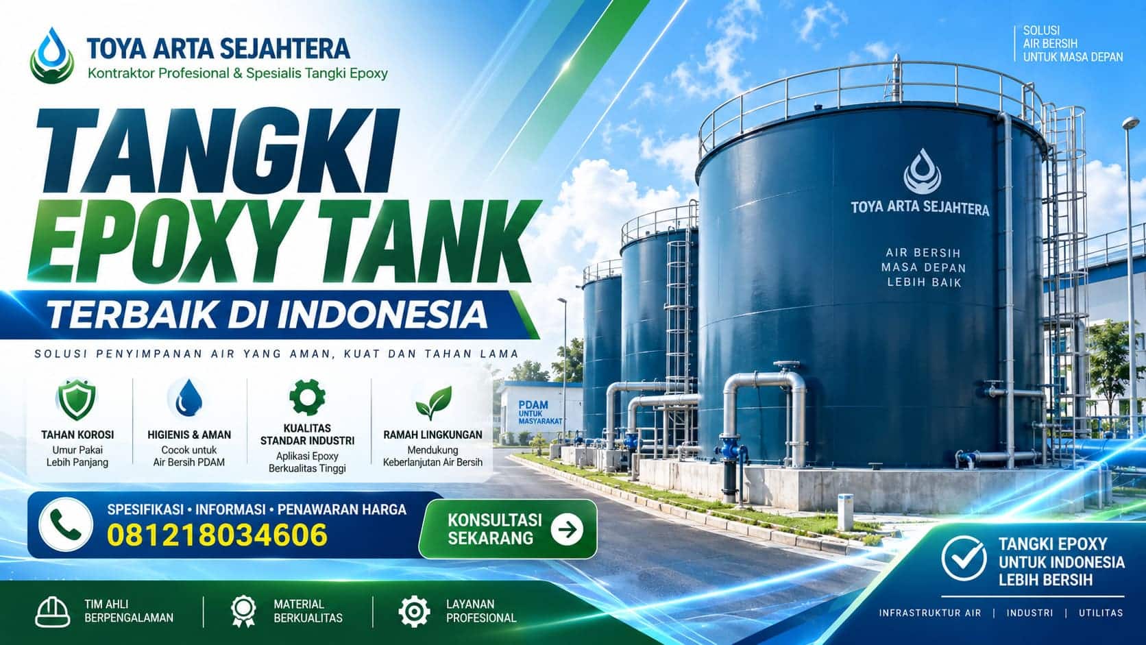 Tangki Epoxy modular Epoxy Coated Steel Tank untuk reservoir air dan industri