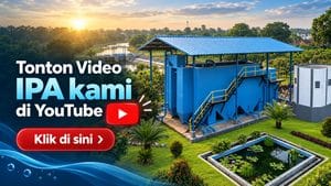 Banner Tonton Video IPA kami di YouTube dengan latar instalasi pengolahan air