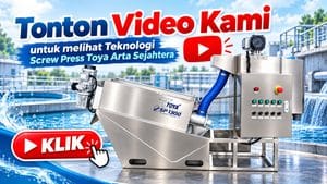 Tombol klik tonton video teknologi screw press Toya Arta Sejahtera untuk dewatering lumpur IPAL